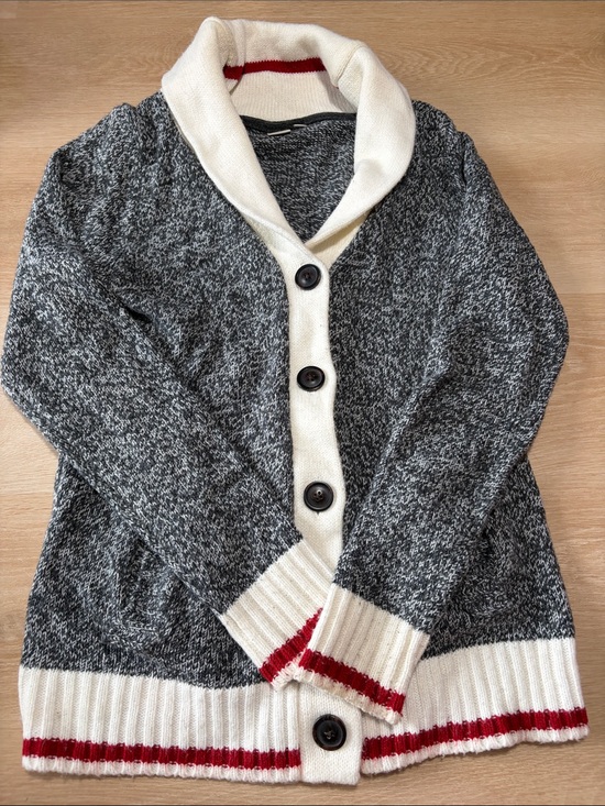 twik Sweaters - Twik Marled Knit Shawl Collar Cardigan Preppy Striped Trim